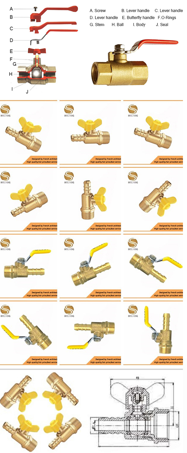 Thread 3/4'' Brass Gas Ball Valves with Steel Handle