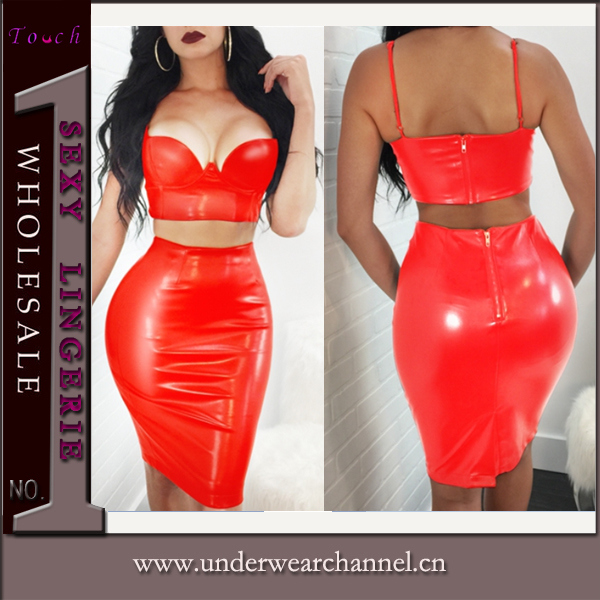 Factory Lady Sexy Vinyl Evening Party Faux Leather Dress (TP784)