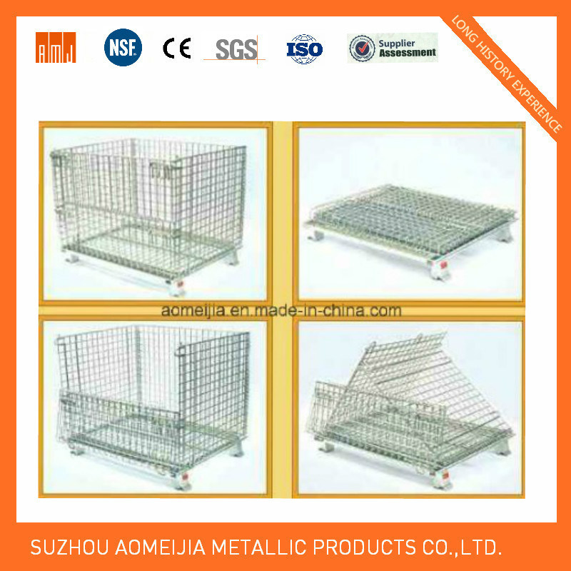 Folding Wire Mesh Container/ Stackable Storage Cage/ Metal Basket