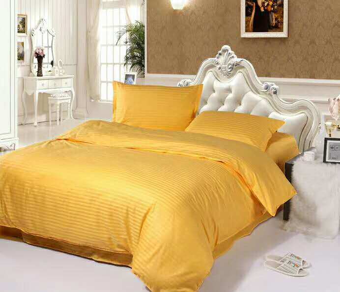 Cotton Stripe Hotel Bedding Set. Comforter Set Bed Linen