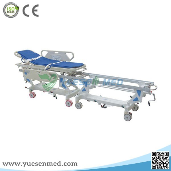 Yshb-DJ15 Hospital Good Sales Transfer Cart Adjustable Stainless Steel Stretcher Trolley