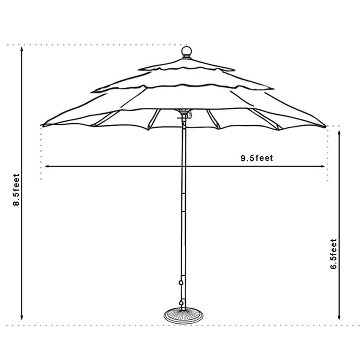 9.5FT 3 Layers Fashion Patio Umbrella for Swimming Pool