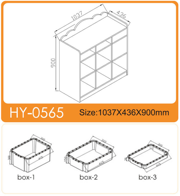 Children Wooden Toys Storage Cabinet with Plastic Cases