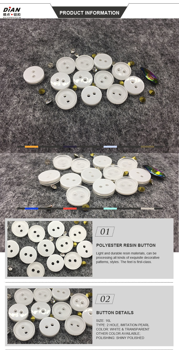 Resinic Button 14L 2 Hole Transparent Resin Shirt Button Factory