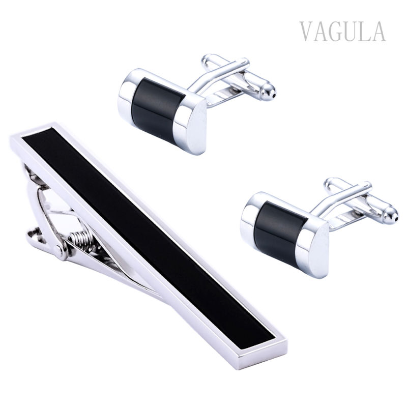 VAGULA Onyx 3PCS Set of Tie Pin Cufflinks 19