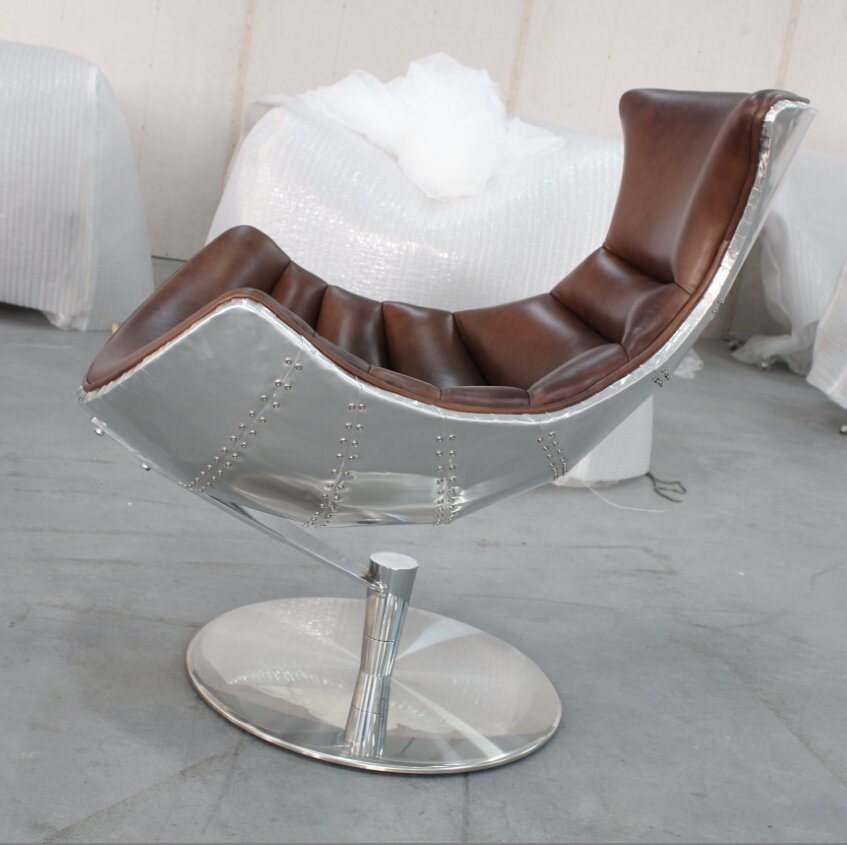 Hotel Lounge Chair with Ottoman, Lobster Chair, Aluminum Back Chair