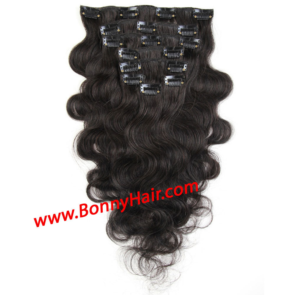 Discount European Virgin Human Remy Hair Clip in Hair Extension #60 Body Wave