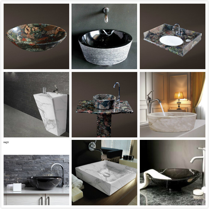 Colorful Marble Kitchen Vanity Sink Round Hand Wash Basins/Stone Washbasin For Hotel Bathroom