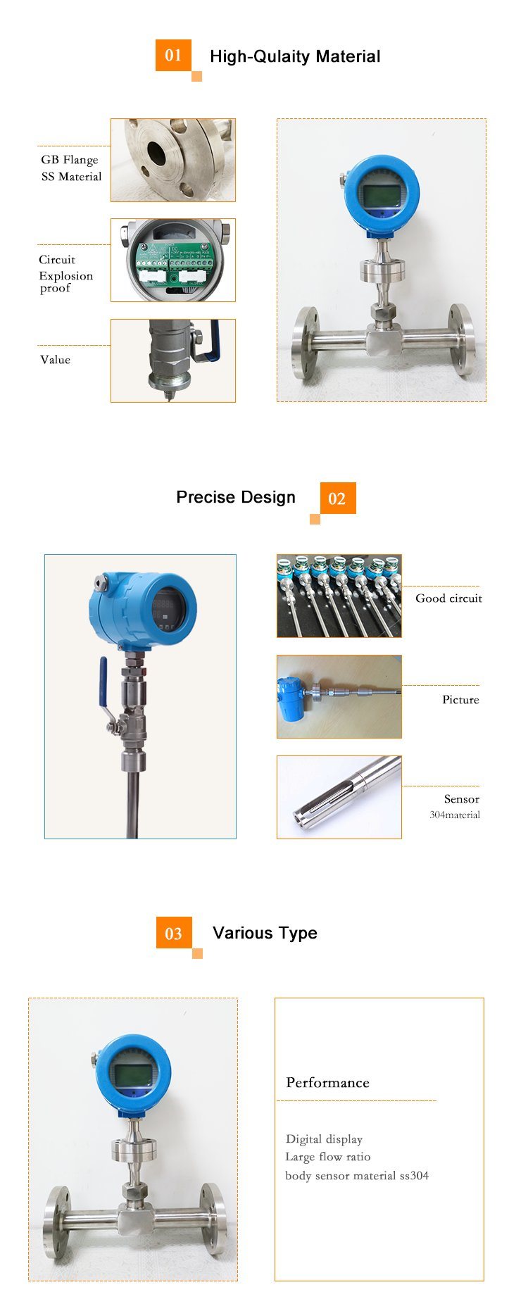 Display Inline Argon Gas Mass Thermal Mass Flow Meter