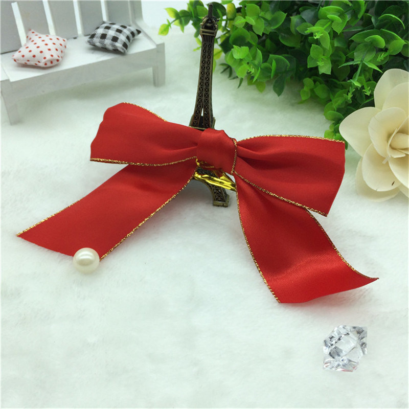 New Arrival 16mm Gold Edged Satin Ribbon Bow