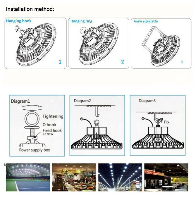 High Brightness LED Industrial Lighting 150W 200W 250W UFO LED High Bay Light with 170lm/W