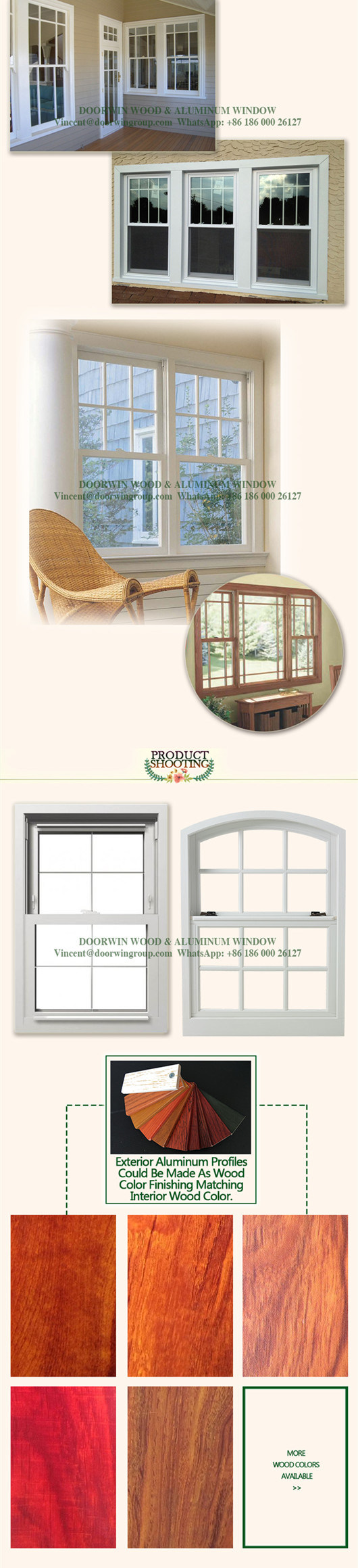 Aluminum Wood Bottom Hung Window by Windows and Doors Factory, Humanized Design Tilt Aluminum Window