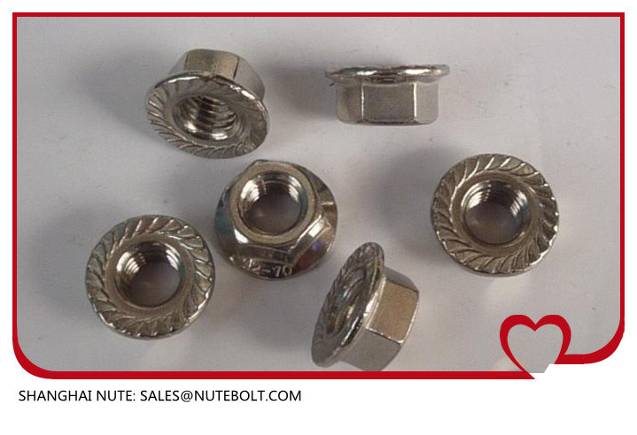 Stainless Steel 304 316 HexagonÂ  NutÂ  withÂ  Flange DIN6923 ANSI M6