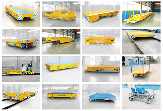 Heavy Duty Material Handling Electric Flat Transfer Cart on Rails