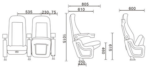 Fabric Auditorium Theater Cinema Seating with Cup Holder (HYSD-2034)