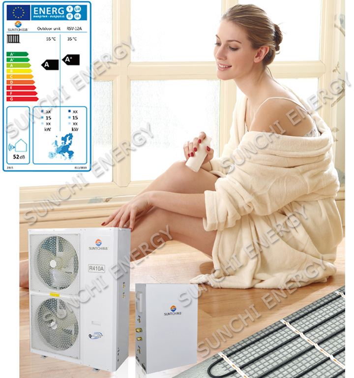 Evi Tech -25c Winter Floor Heating 120sq Meter Room 12kw/19kw/35kw Auto-Defrost High Cop Most Efficient Heat Pumps Split System