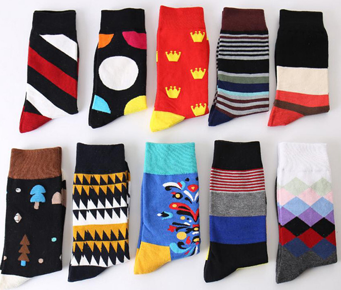 Fashion Outdoor Jacquard Knitted Sock Fancy Socks Men