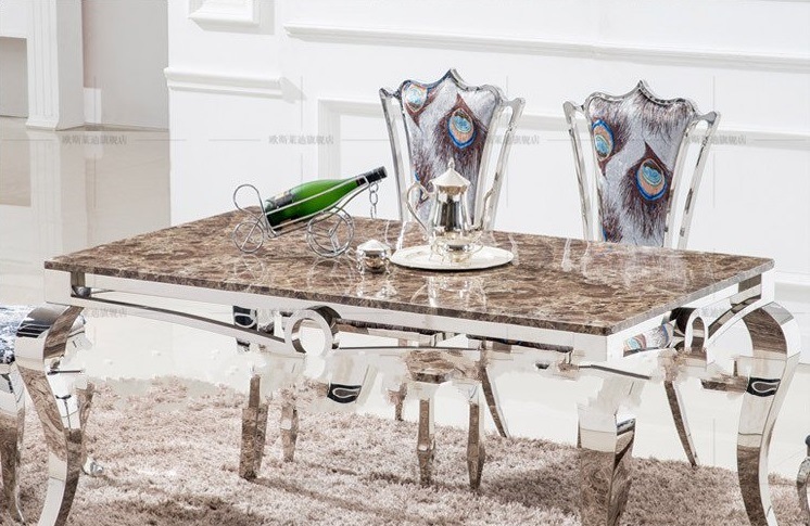 Stainless Steel, Fashionable, Originality Marble Dining Table