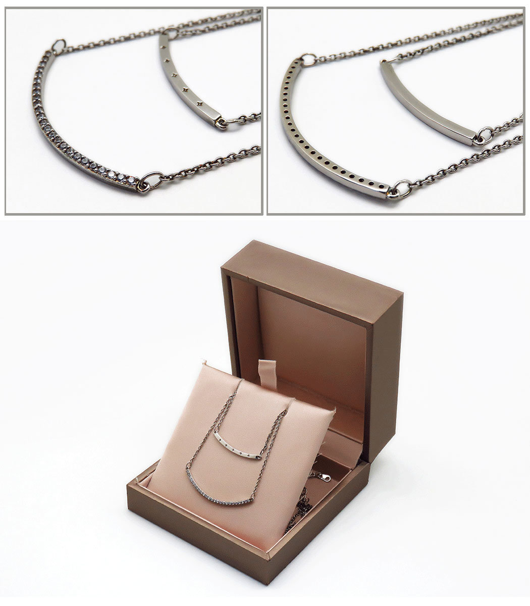 Simple Design Layered Necklace for Women with Crystal Pendant