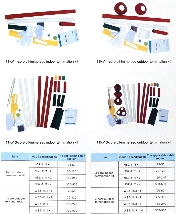 1kv to 35kv Heat Shrinkable Termination Kit Cable Accessories