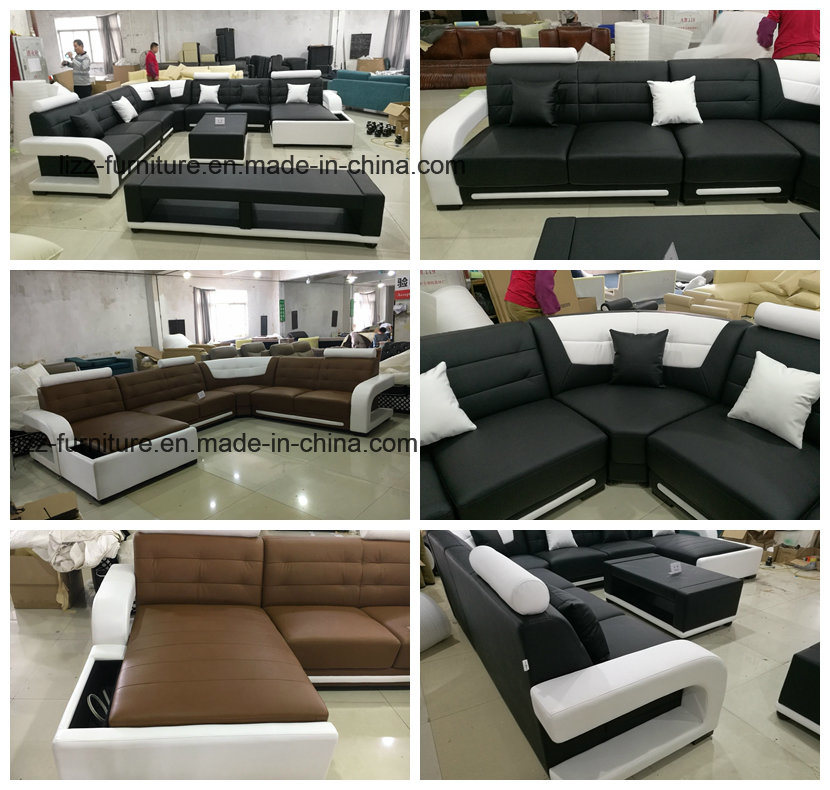 U Shape Home Furniture Modern Corner Leather Sofa