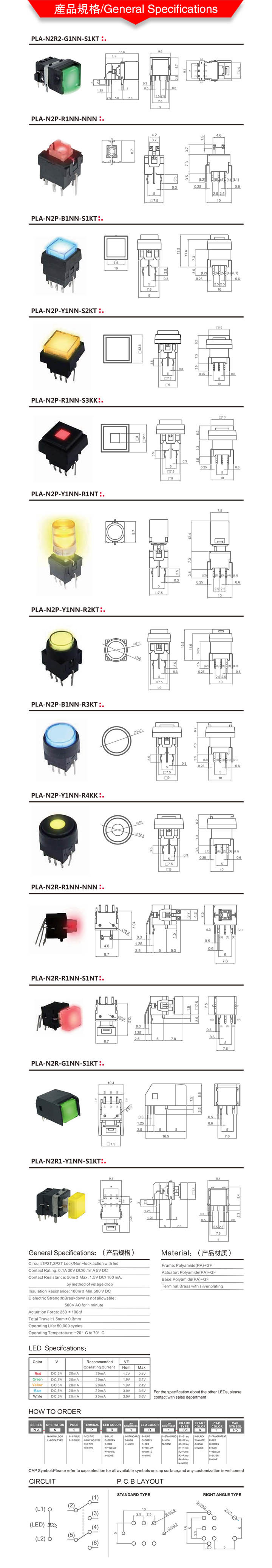Stop Buttons Pushbutton Light Switch for Industrial