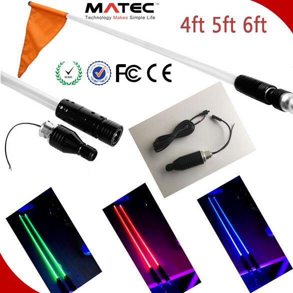 2017 Upgrade LED Lighted Whips with Flag RGB 4FT/5FT/6FT for Warning, Safety, Decoration