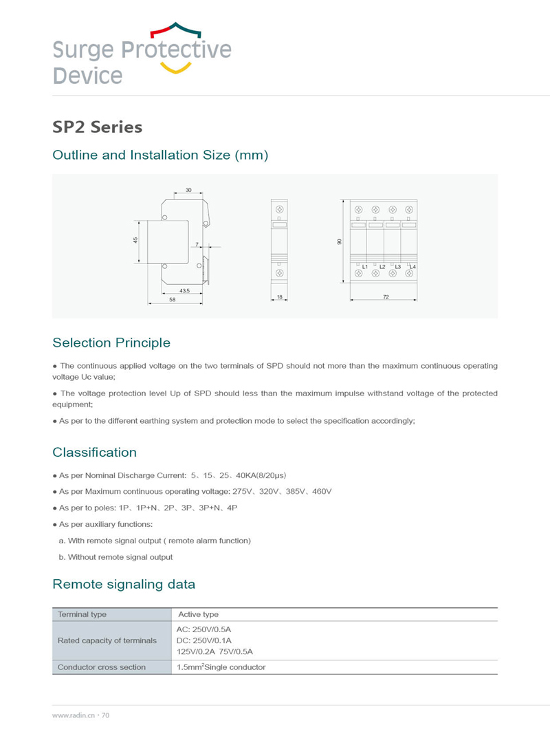 Sp2 Series Indoor Power Supply Surge Protection Device, 5ka-40ka