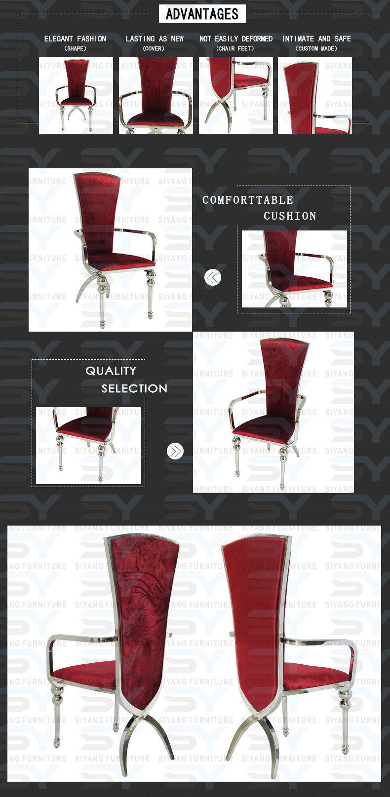 Hotel Furniture Banquet Chair Luxury Dining Chair Red Dinner Chairs