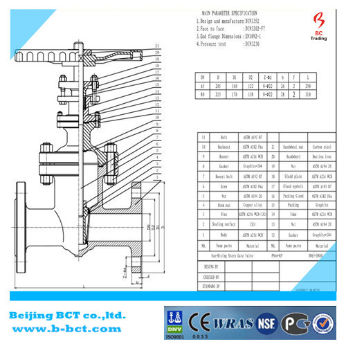 Ductile Iron Non-Rising Stem Flange Gate Valve Bct-Gv-02