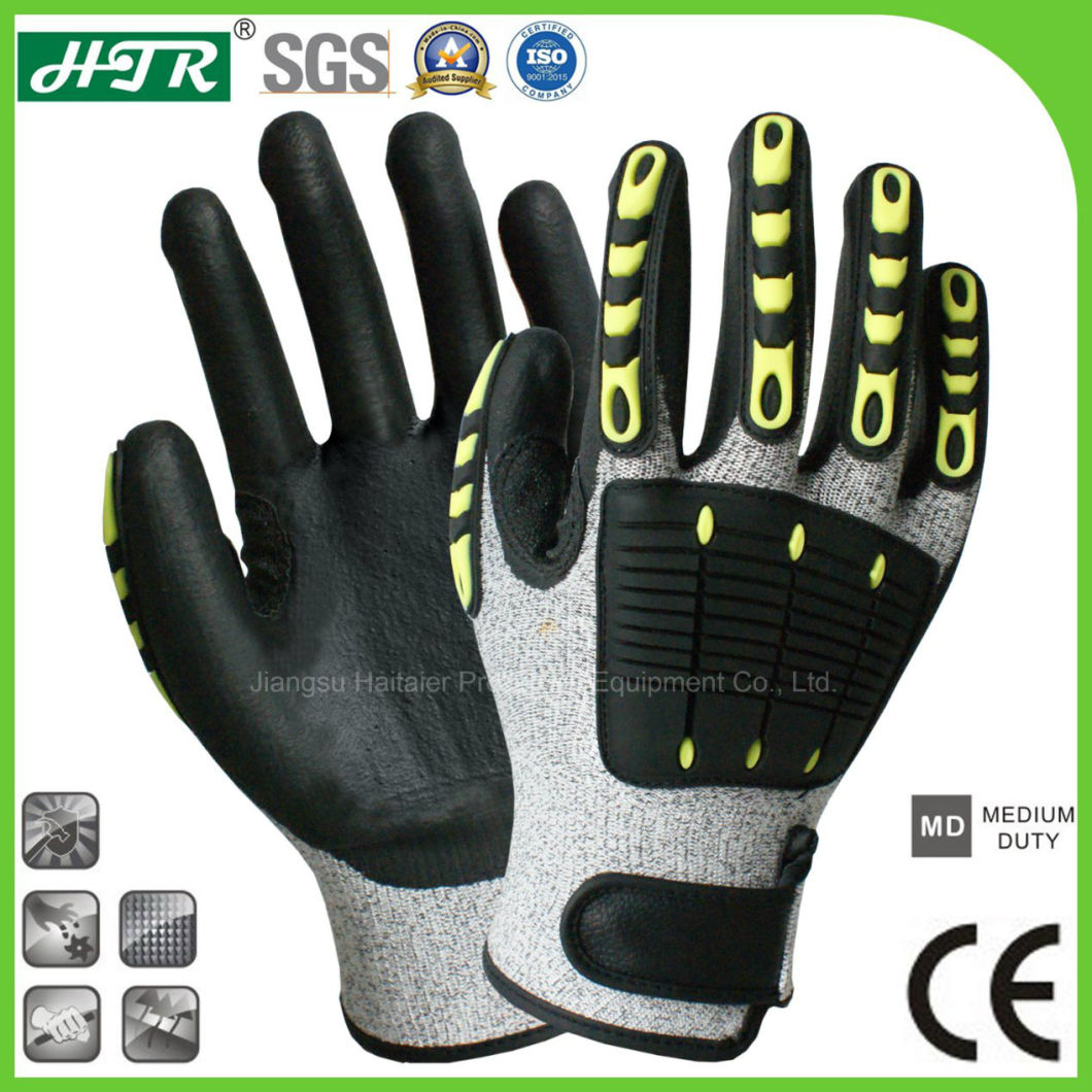 Cut Resistant TPR Anti-Impact Mechanical Safety Work Glove with Sandy Nitrile Coating