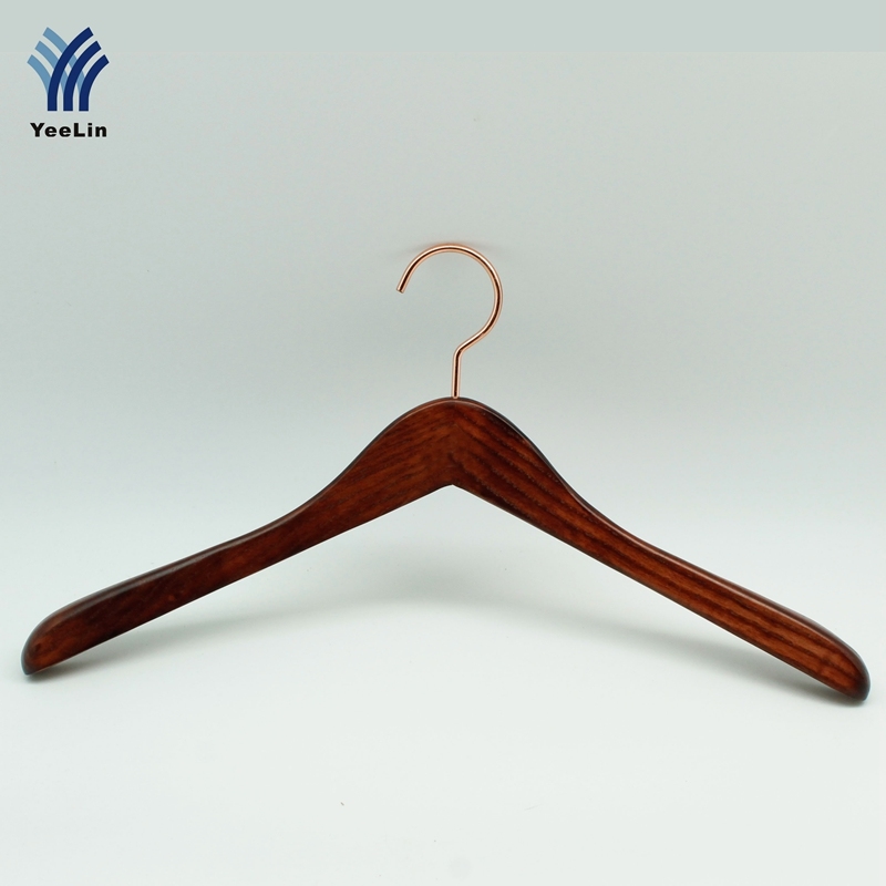 Wooden Shirt Hanger with Shiny Chrome Hook, Wholesaler