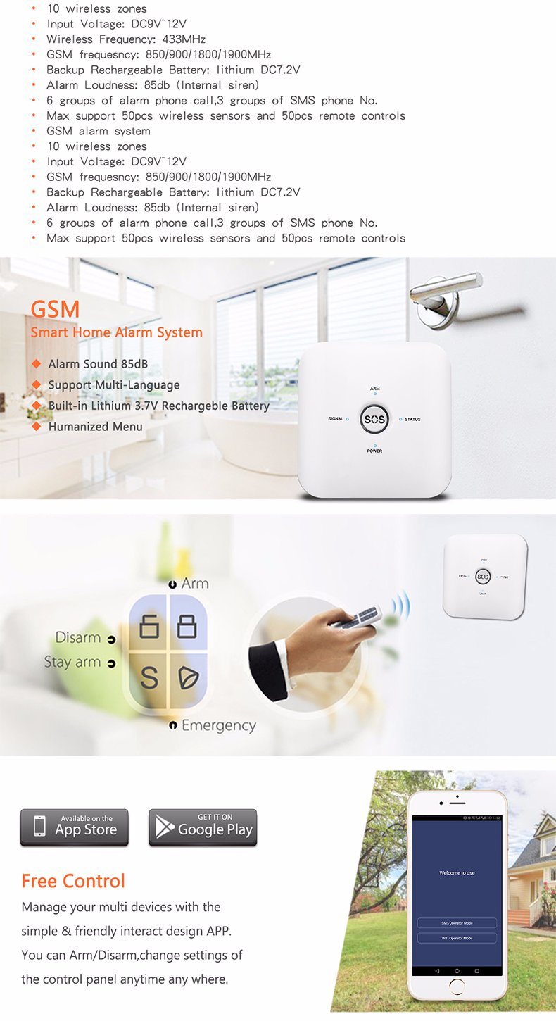 Mini Size Home Wireless Anti Theft Burglar GSM Home Security Alarm