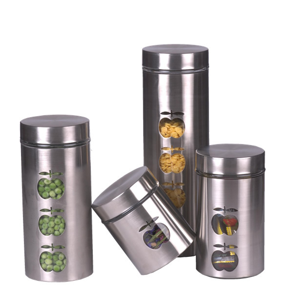 Glass Cookie Canister with Mecal Coat Set