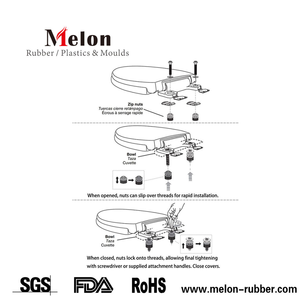 Top Rubber Mounting Seat Hardware for Toilet and Toilet Seat