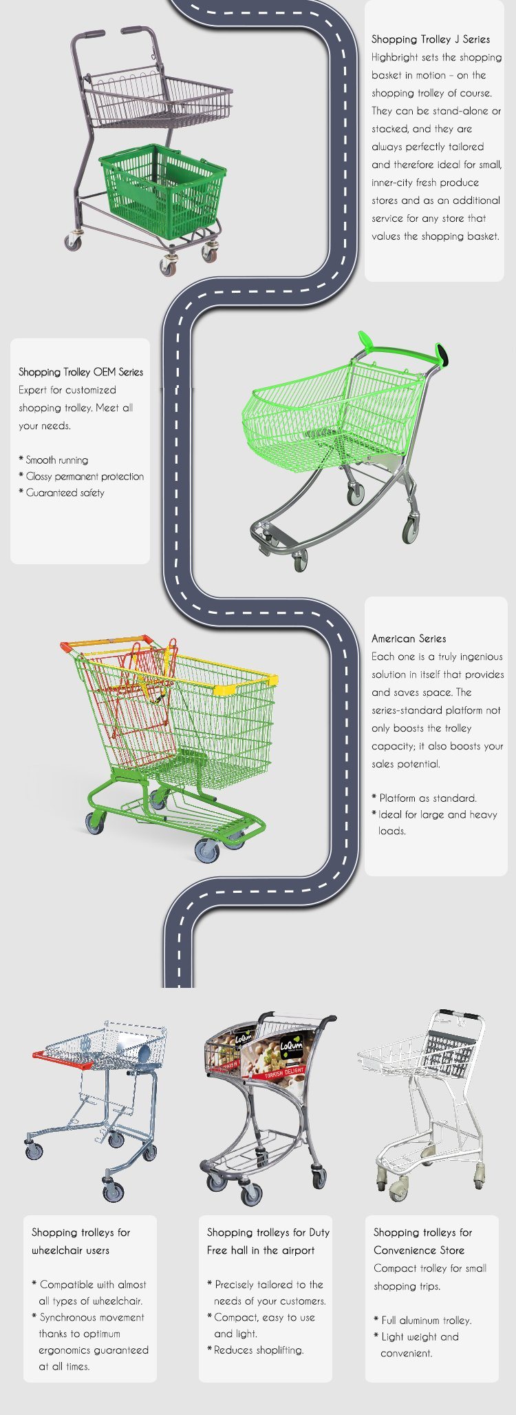 Retail Wal-Mart Style Mall Metal Shopping Cart Manufacturer