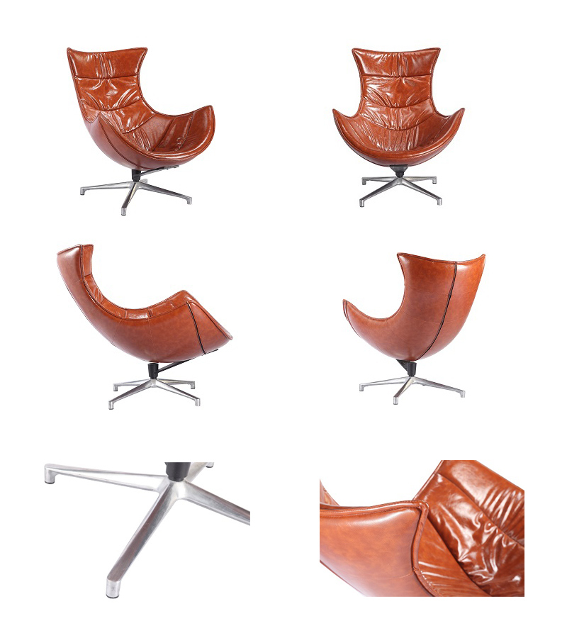 Leather New Style Simple Stainless Steel Legs Living Room Fiberglass Leisure Chair-Yj666