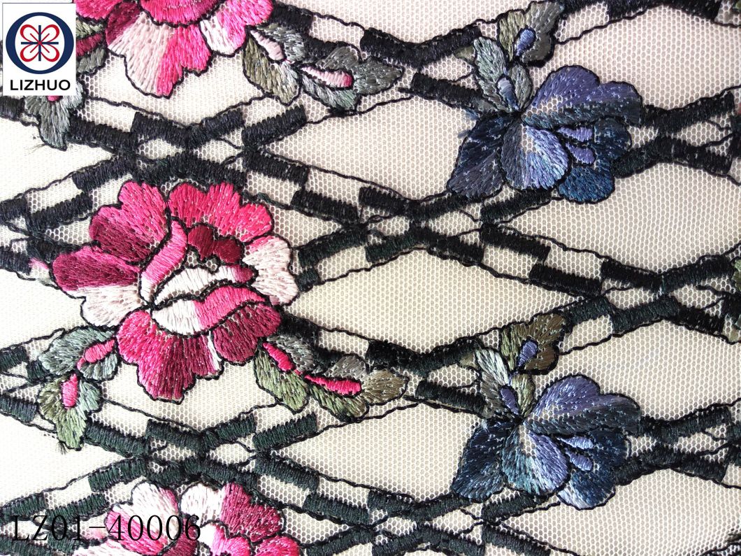 Colorful Flowers Embroidery Lace for Lingerie