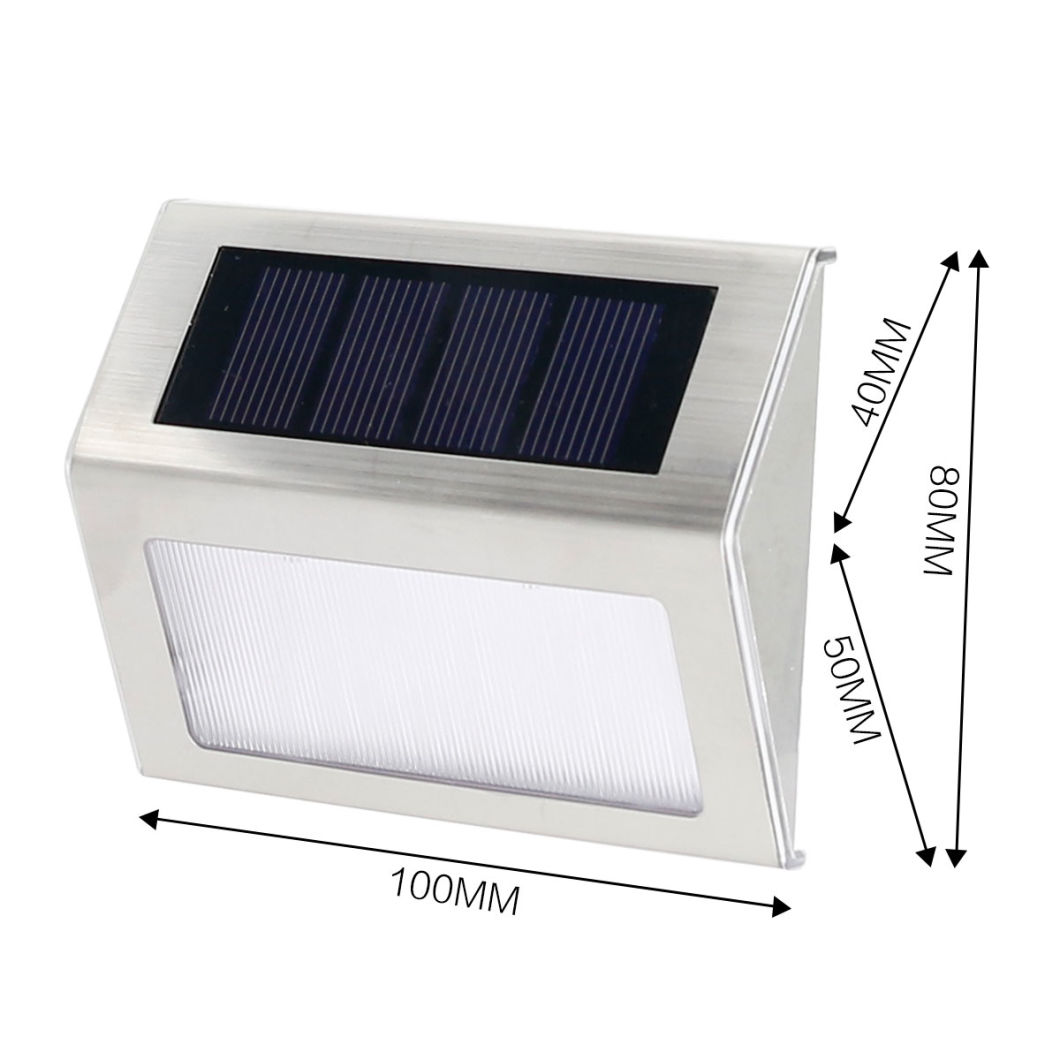 Outdoor Solar Lights Stainless Steel Wireless Security Solar Stair Light 2LED Solar Lamp