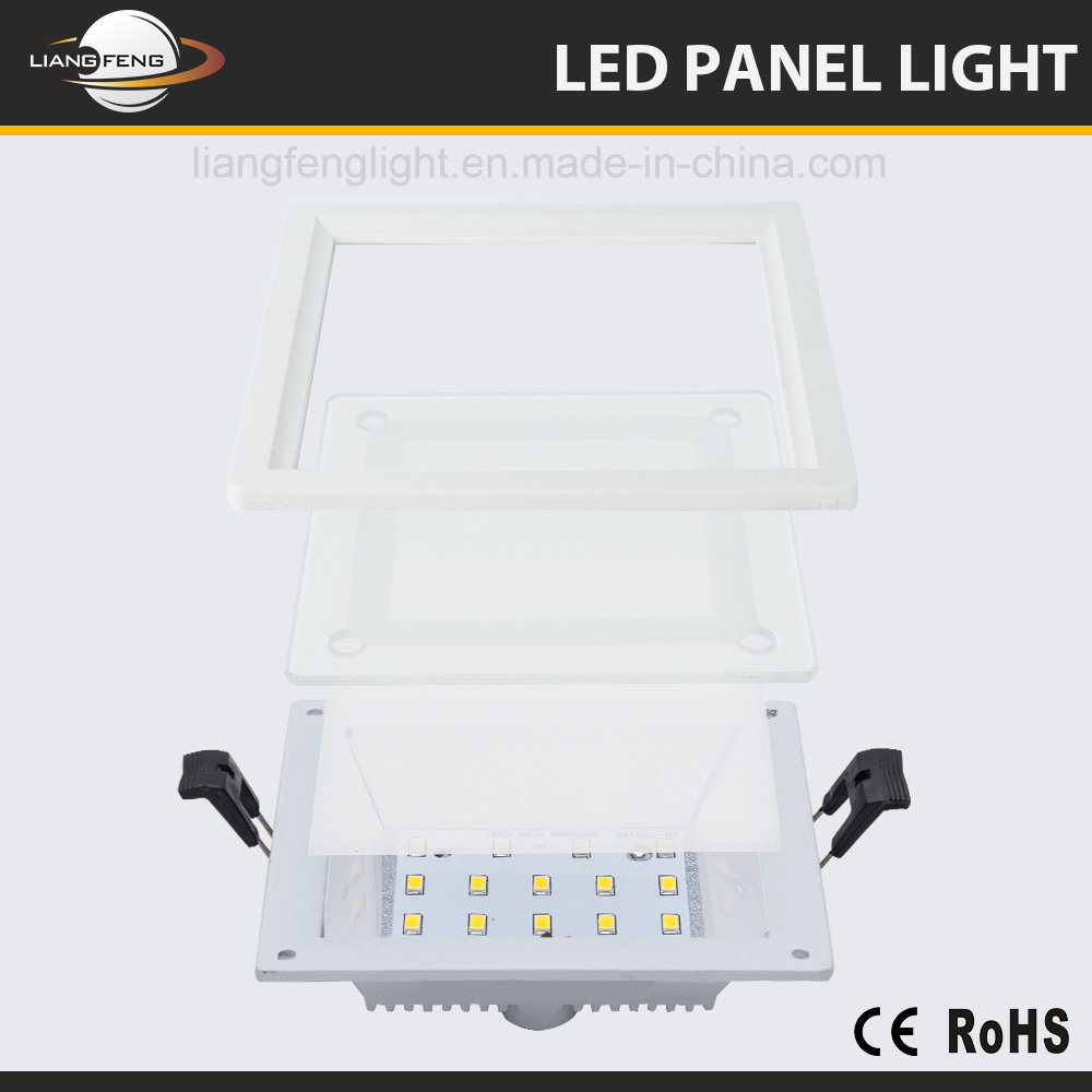 2018 Retrofit Square Aluminum and Glass Downlight 15W COB LED Panel Light