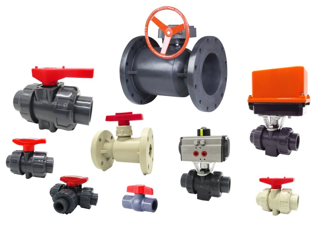 Plastic PVC Double Union / Flange Ball Valve by DIN (Safety valve)