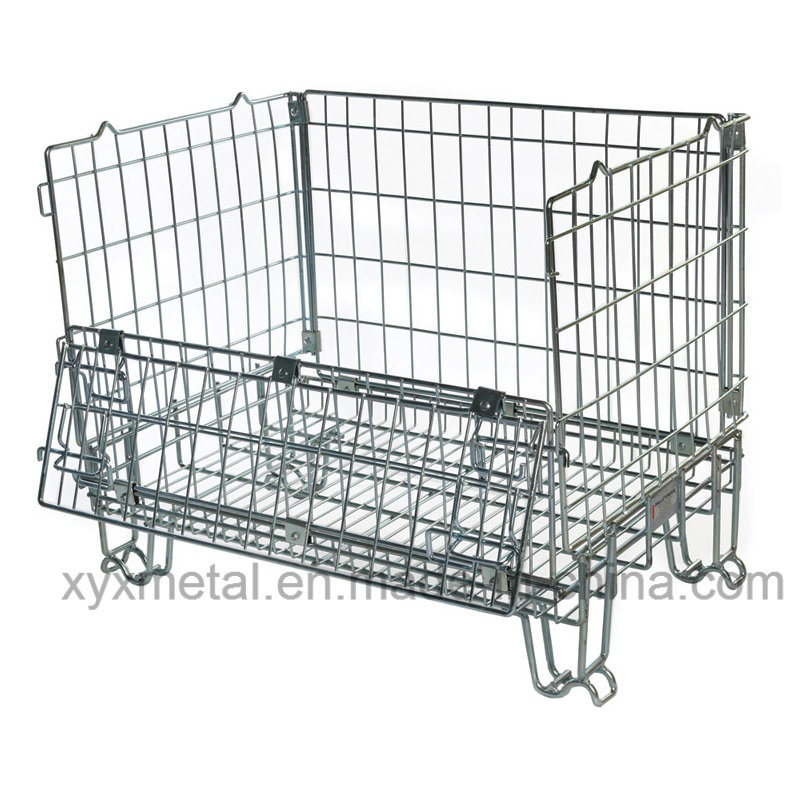 Standard Euro Pallet Cage Wire Formed Collapsible Storage Mesh Container