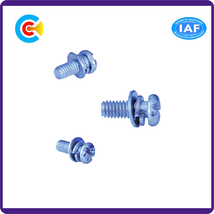 Blue Zinc Stainless Steel Cross/Phillips Pan Head Screws with Gasket/Washer