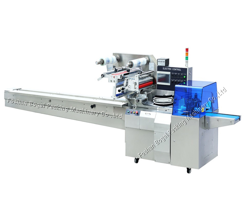 Full Automatic Belt Feeding Bread Cake Candies Wrapping Flow Packing Machine Line