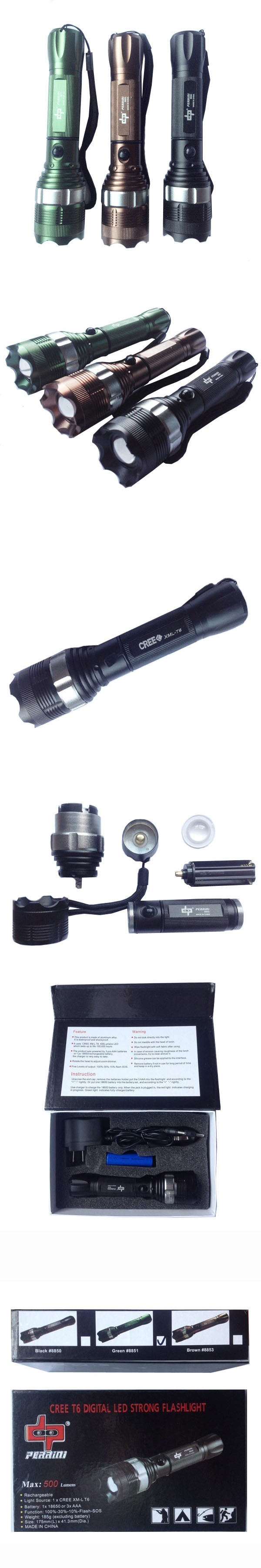 Xr-E Q5 Police Zoom LED Flashlight