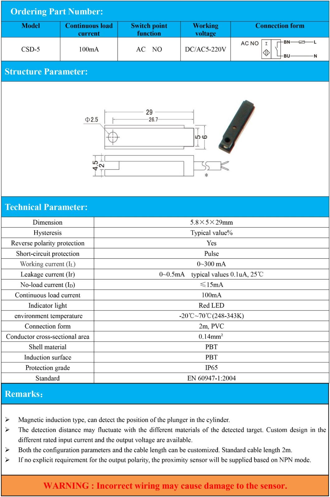 Magnetic Proximity Sensor Switches AC No DC/AC5-220V