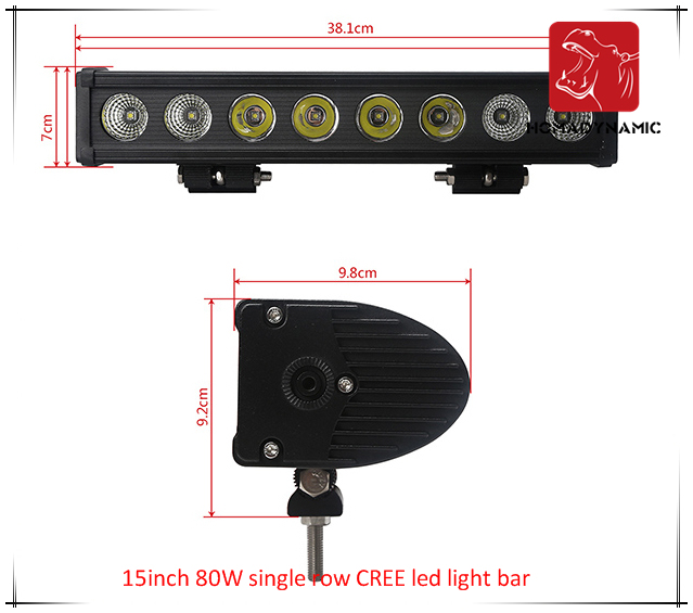 LED Car Light 15inch 80W Single Row CREE LED Light Bar Waterproof for SUV Car LED off Road Light and LED Driving Light