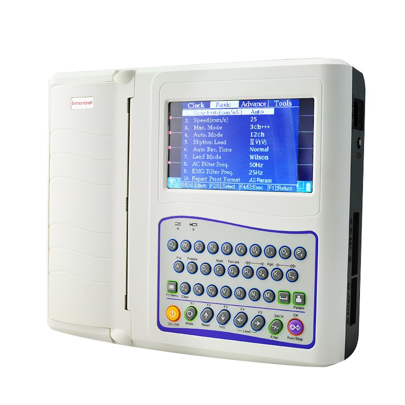 12 Channel Portable 7 Inch Color LCD Digital ECG Machine--Javier