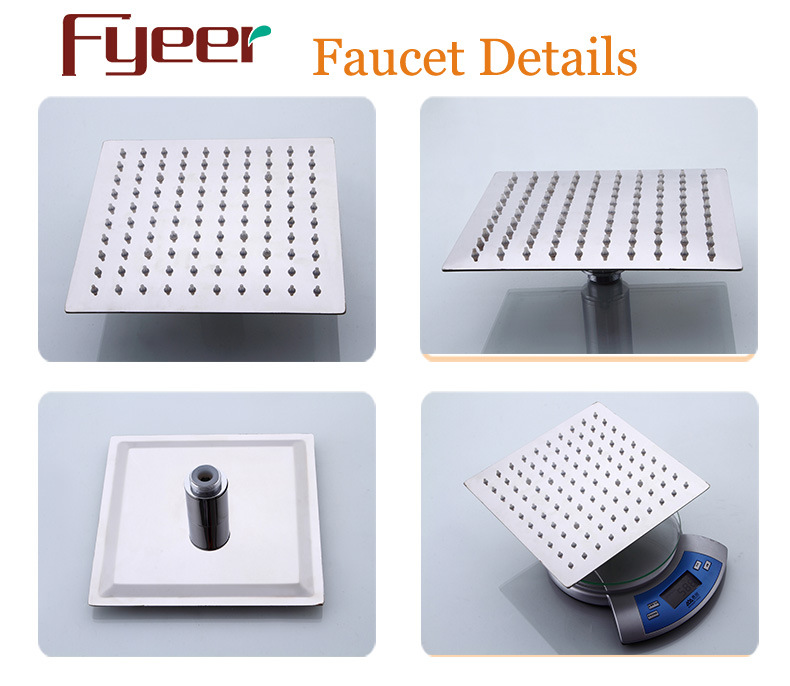 Fyeer LED Slim Rainfall Shower Head Bathroom Faucet Color Changed by Water Temperature