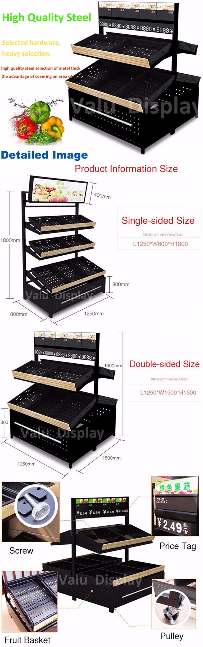 Supermarket Fruits and Vegetables Display Rack (VMS907)